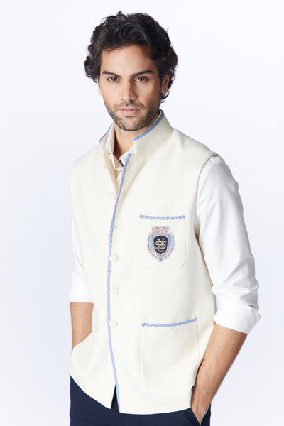 SN By Shantanu Nikhil Menswear SNCC Waistcoat With Contrast Piping indian designer wear online shopping melange singapore