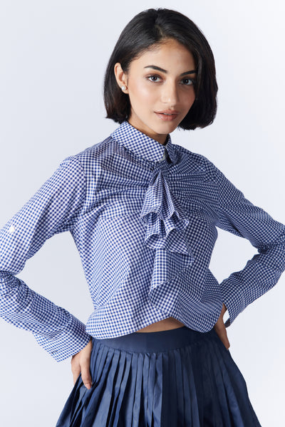 SN By Shantanu Nikhil SNCC Crop Shirt with Cascade Collar indian designer wear online shopping melange singapore