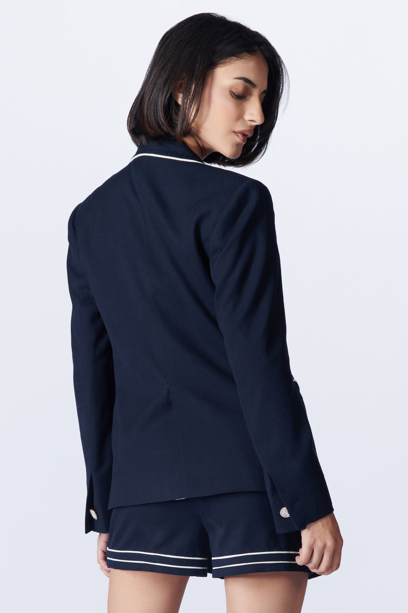 SN By Shantanu Nikhil SNCC Navy Jacket with Contrasting Piping indian designer wear online shopping melange singapore