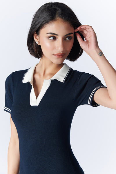 SN By Shantanu Nikhil SNCC Navy Polo Dress indian designer wear online shopping melange singapore