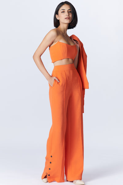 SN By Shantanu NikhilSNCC Orange Flared Trousers indian designer wear online shopping melange singapore
