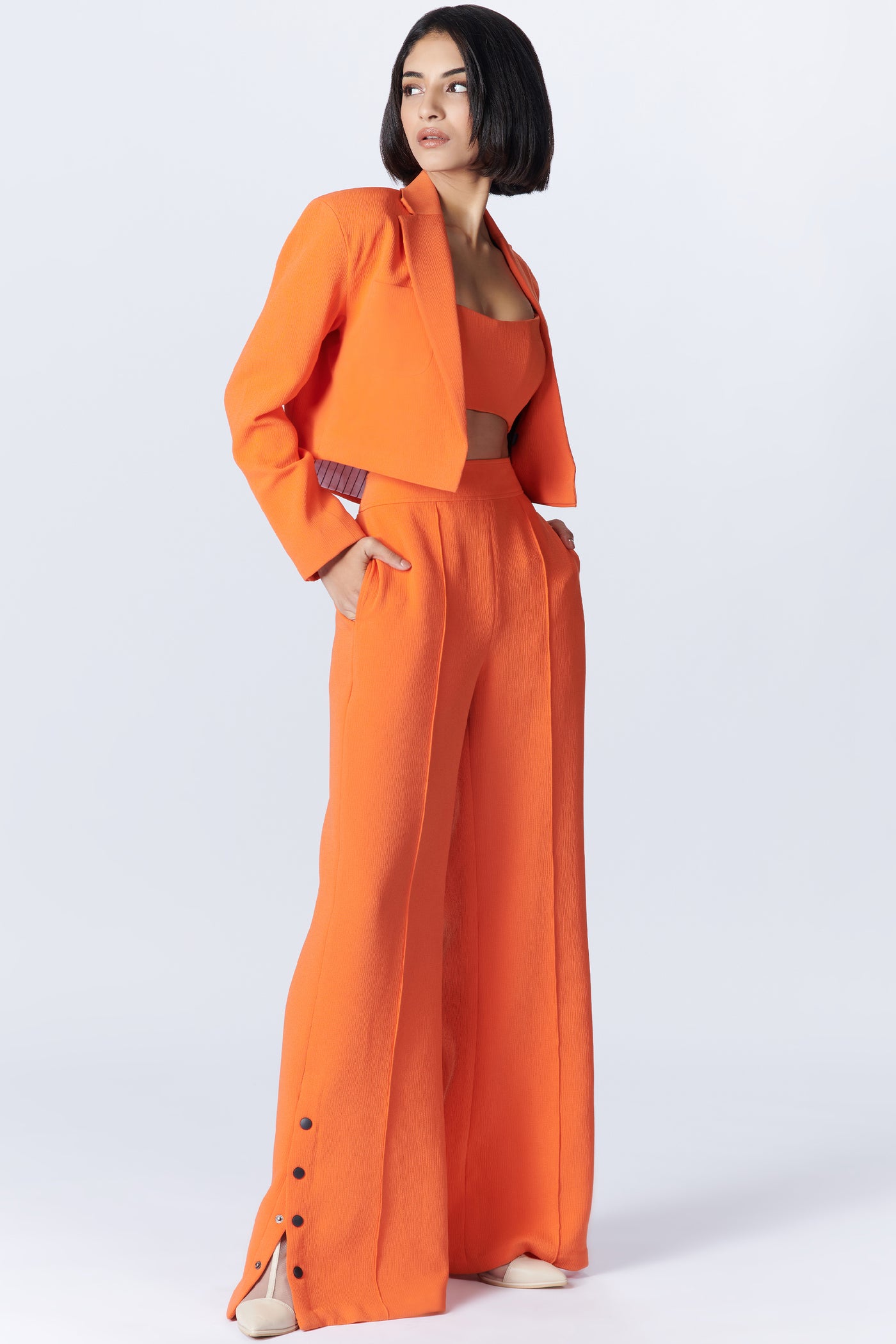 SN By Shantanu NikhilSNCC Orange Flared Trousers indian designer wear online shopping melange singapore