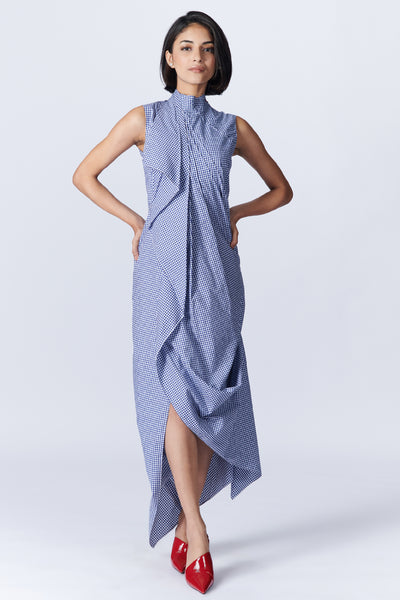 SN By Shantanu Nikhil SNCC Plaid Drape Dress indian designer wear online shopping melange singapore