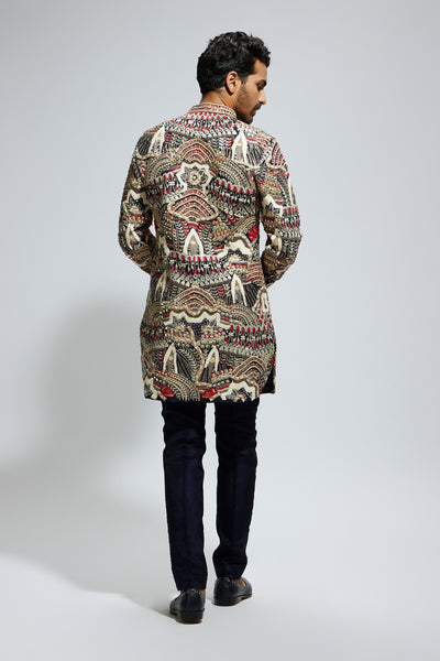 SVA Abstract Heavily Embellished Short Kurta With Pants indian designer wear online shopping melange singapore