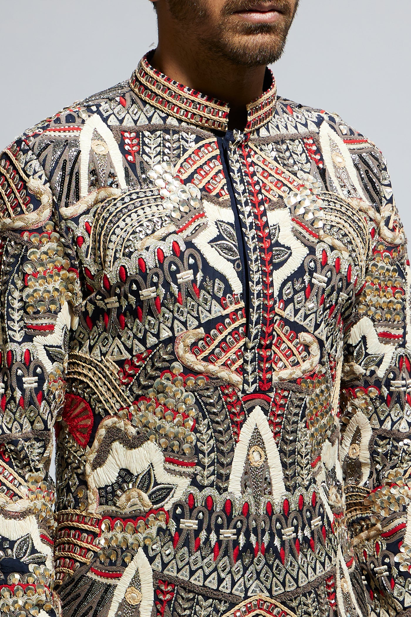 SVA Abstract Heavily Embellished Short Kurta With Pants indian designer wear online shopping melange singapore