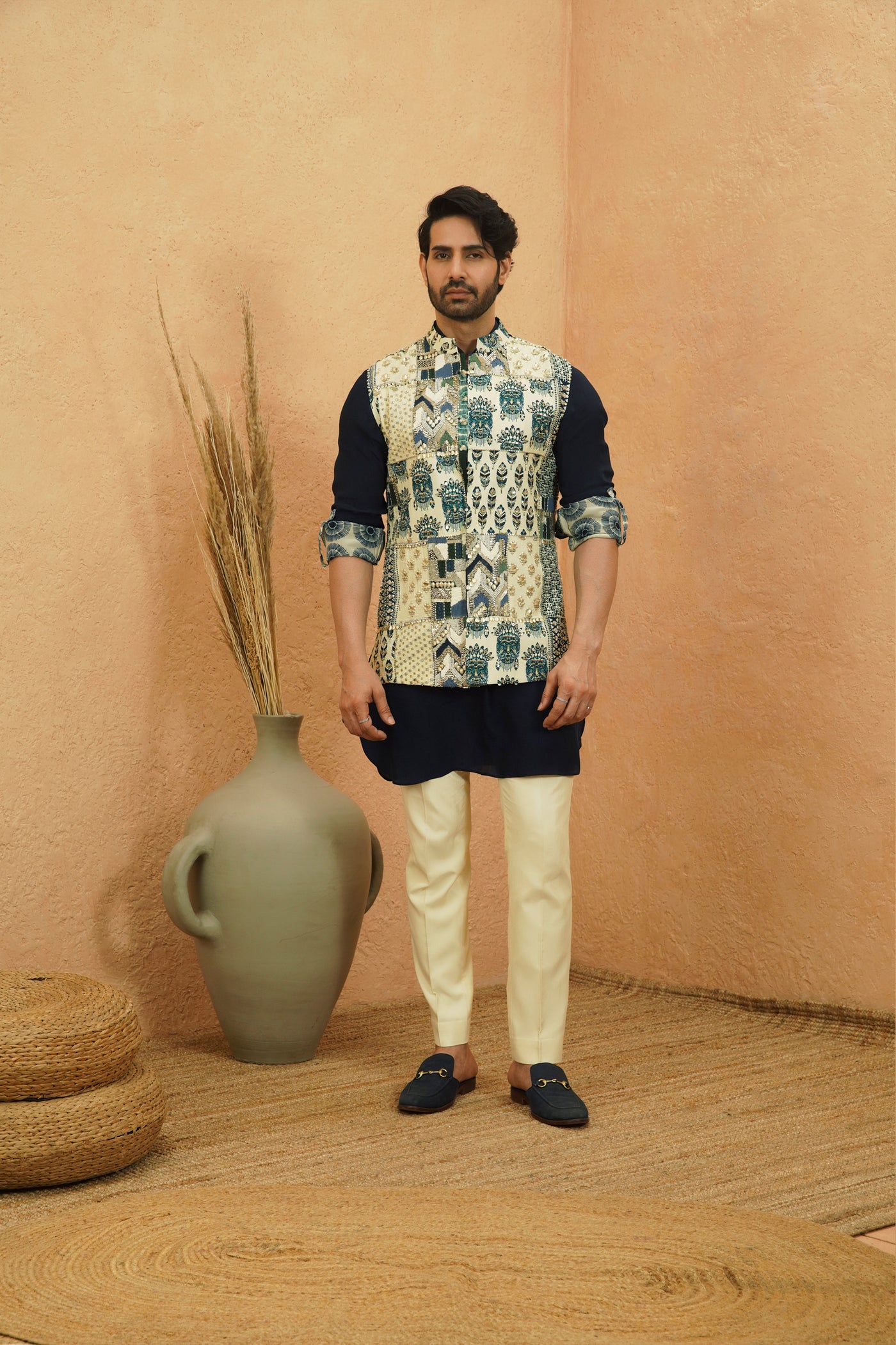 SVA Afreen Embellished Bundi indian designer wear online shopping melange singapore
