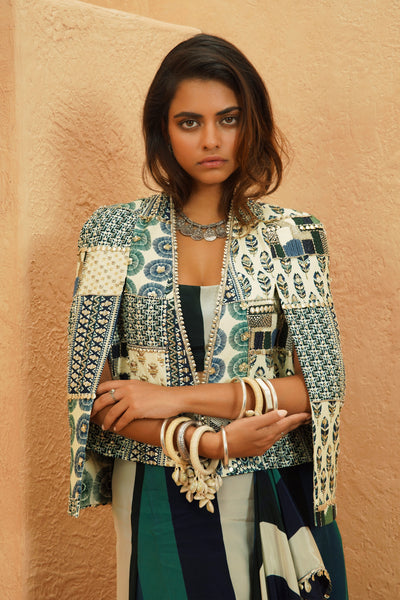 SVA Afreen Embellished Cape Jacket indian designer wear online shopping melange singapore