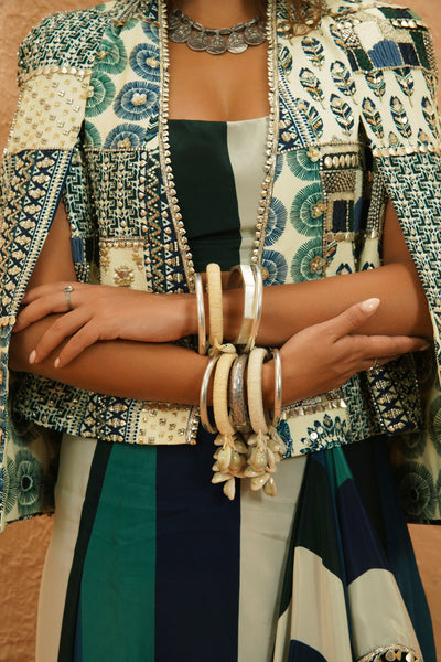 SVA Afreen Embellished Cape Jacket indian designer wear online shopping melange singapore