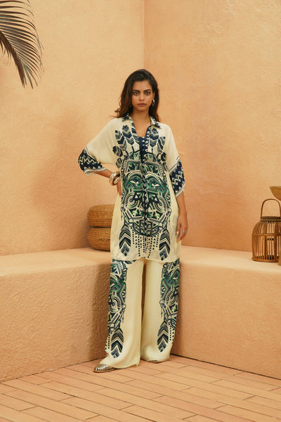 SVA Afreen Mask Co-ord Set With Printed Bustier indian designer wear online shopping melange singapore