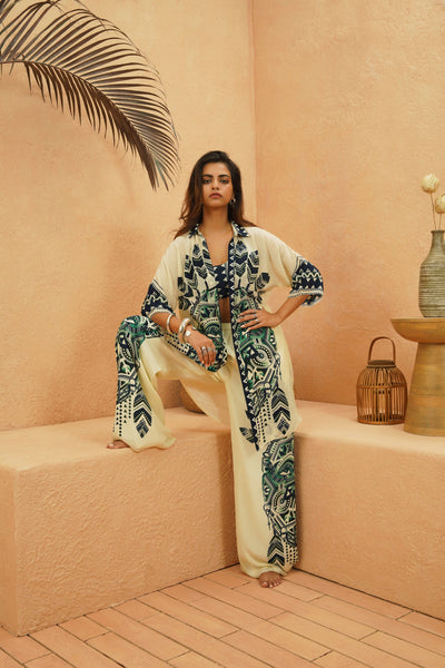 SVA Afreen Mask Co-ord Set With Printed Bustier indian designer wear online shopping melange singapore