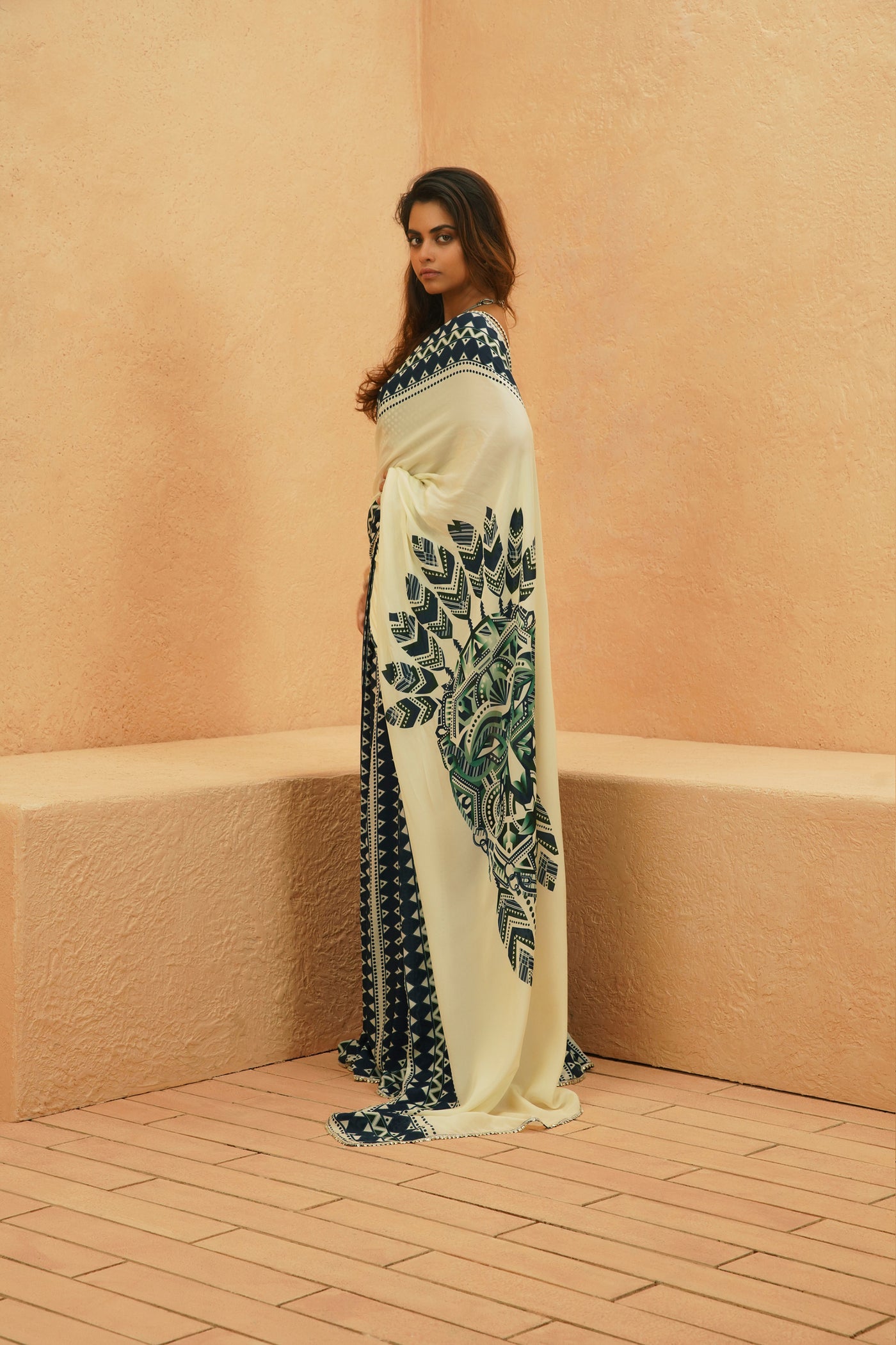 SVA Afreen Mask Saree With Metallic Bustier indian designer wear online shopping melange singapore