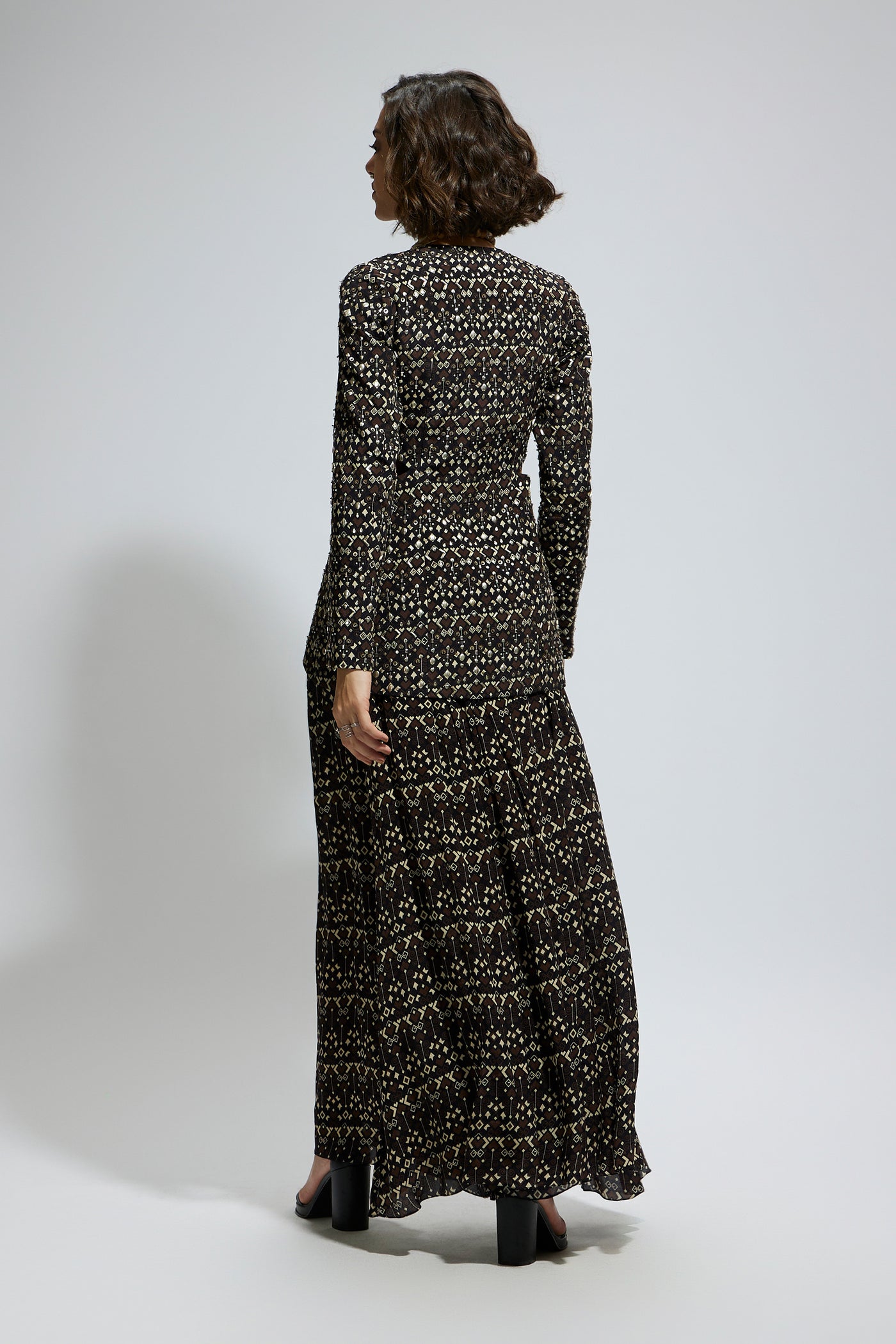 SVA Black Embellished Side Cut Out Jacket Set indian designer wear online shopping melange singapore