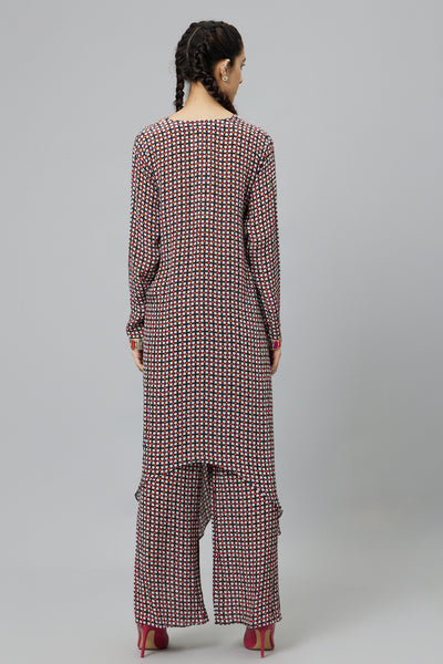 SVA Black Geometric Print Front Tie Up Tunic Set indian designer wear online shopping melange singapore