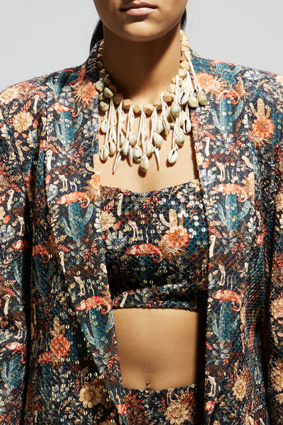 SVA Black Jaal Embellished Blazer Set Front