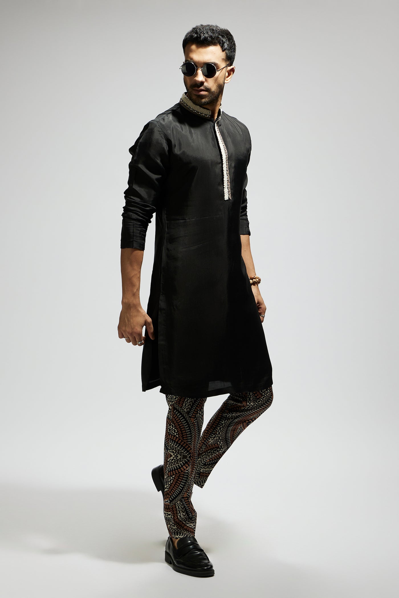 SVA Black Solid Kurta With  Zentangle Printed Pantsindian designer wear online shopping melange singapore