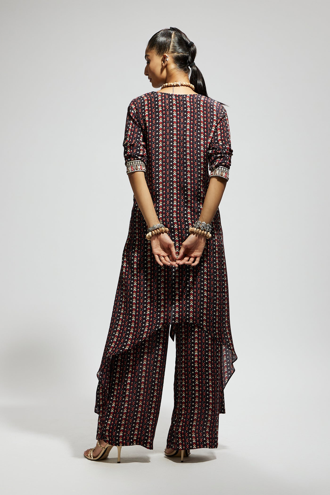SVA Blue Boho Print Front Tie Up Tunic indian designer wear online shopping melange singapore