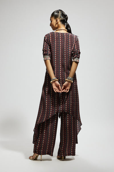 SVA Blue Boho Print Front Tie Up Tunic indian designer wear online shopping melange singapore