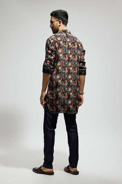 SVA Blue Jaal Embellished Rolled Up Sleeves indian designer wear online shopping melange singapore