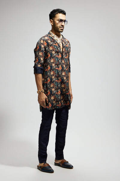 SVA Blue Jaal Embellished Rolled Up Sleeves indian designer wear online shopping melange singapore