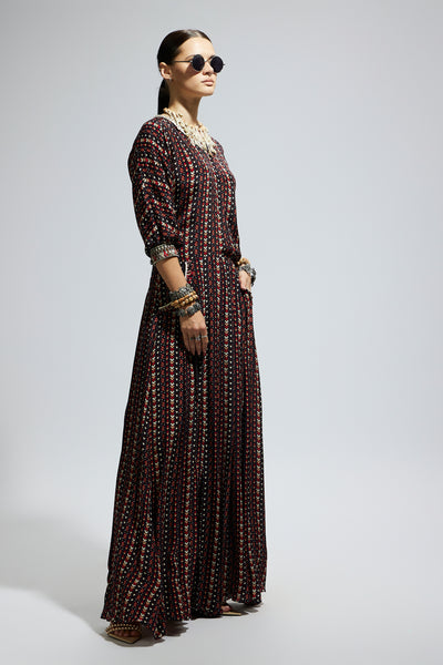 SVA Blue Printed Dolman Sleeves Jumpsuit indian designer wear online shopping melange singapore