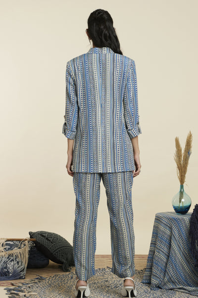 SVA Boho Stripe Print Blazer Set SetIndian designer wear online shopping melange singapore
