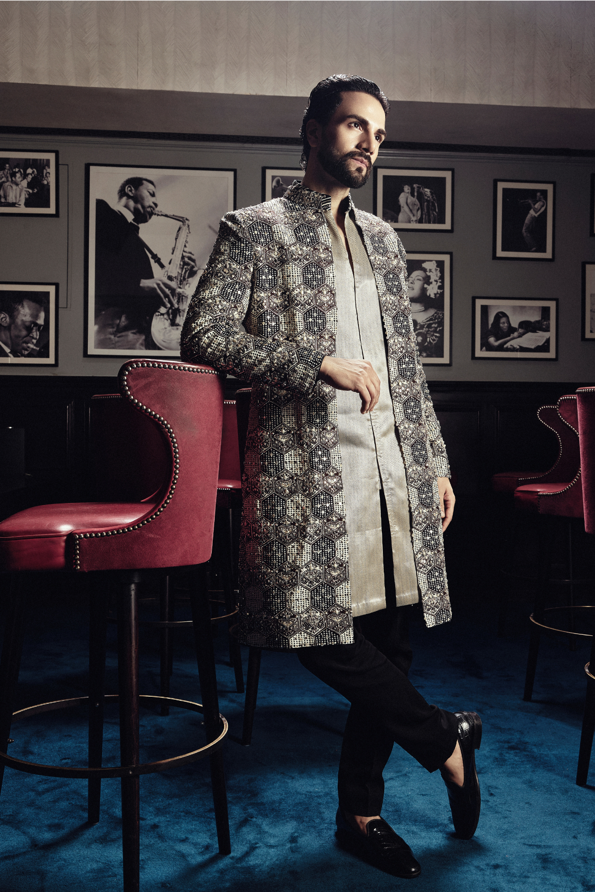 SVA Chandra Embellished Sherwani indian designer wear online shopping melange singapore 