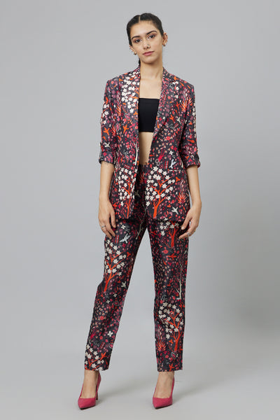 SVA Concrete Jungle Print Pant Suit Paired With A Bustier indian designer wear online shopping melange singapore