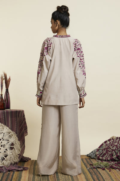 SVA Grey Dolmain Sleeves Threadwork Coord Set Indian designer wear online shopping melange singapore