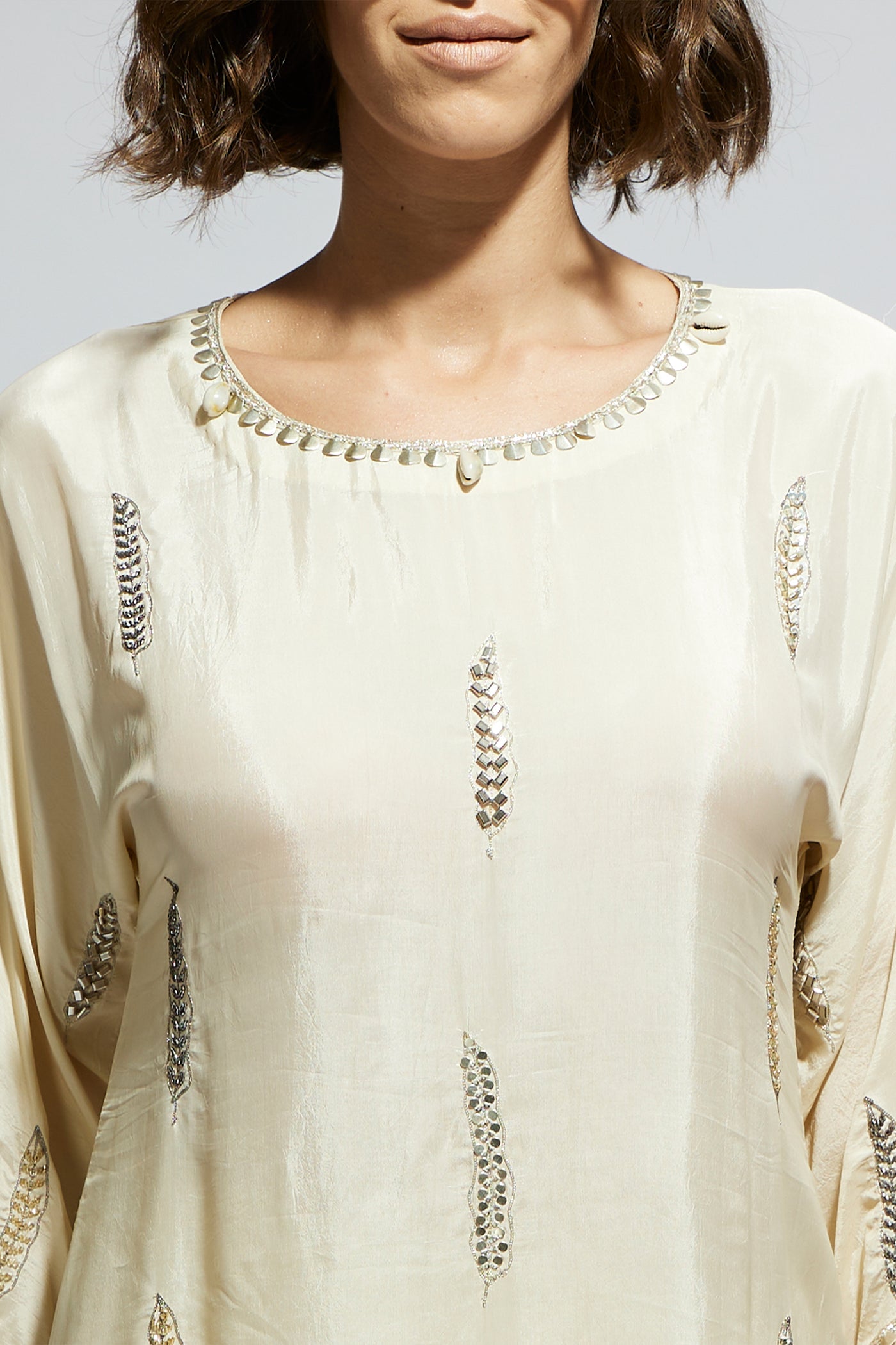 SVA Ivory Embellished Tunic With Drape Skirt indian designer wear online shopping melange singapore