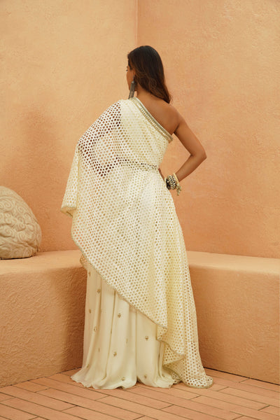 SVA Jasmine Cutwork Top And Embellished Pant indian designer wear online shopping melange singapore
