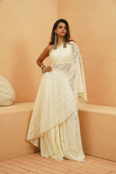 SVA Jasmine Cutwork Top And Embellished Pant indian designer wear online shopping melange singapore
