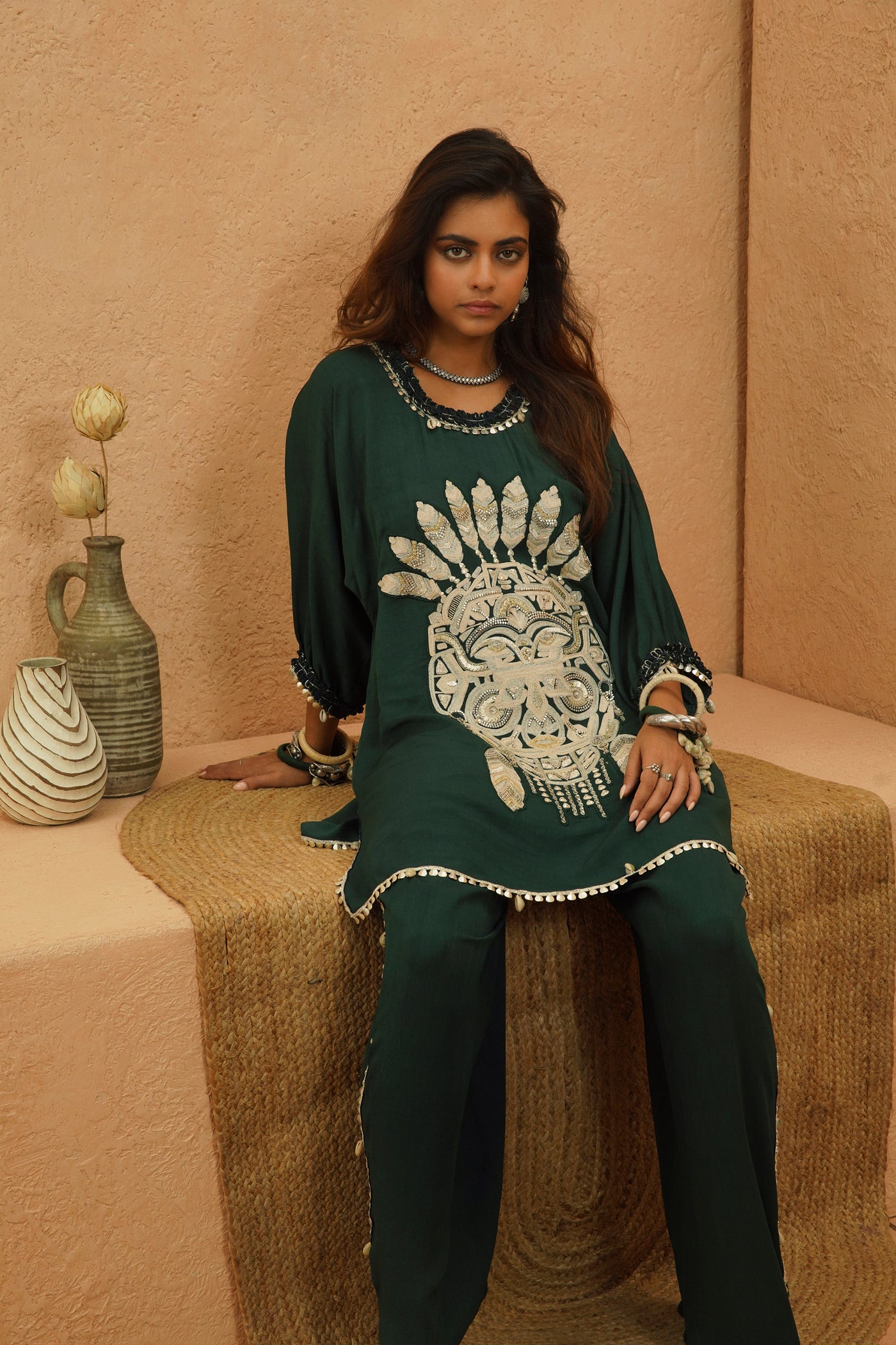 SVA Lina Embellished Mask Co-ord Set indian designer wear online shopping melange singapore