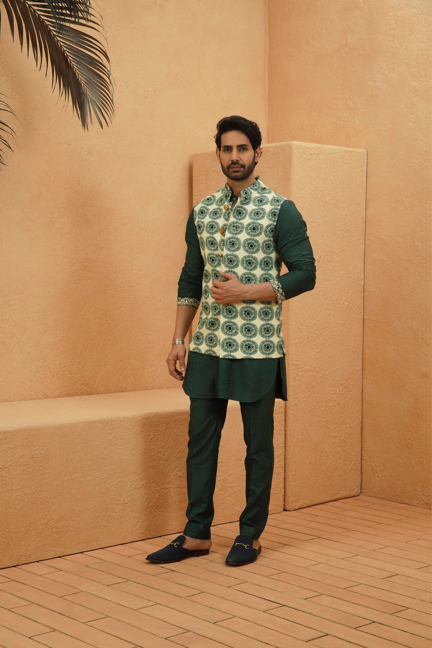 SVA Malik Printed Bundi indian designer wear online shopping melange singapore