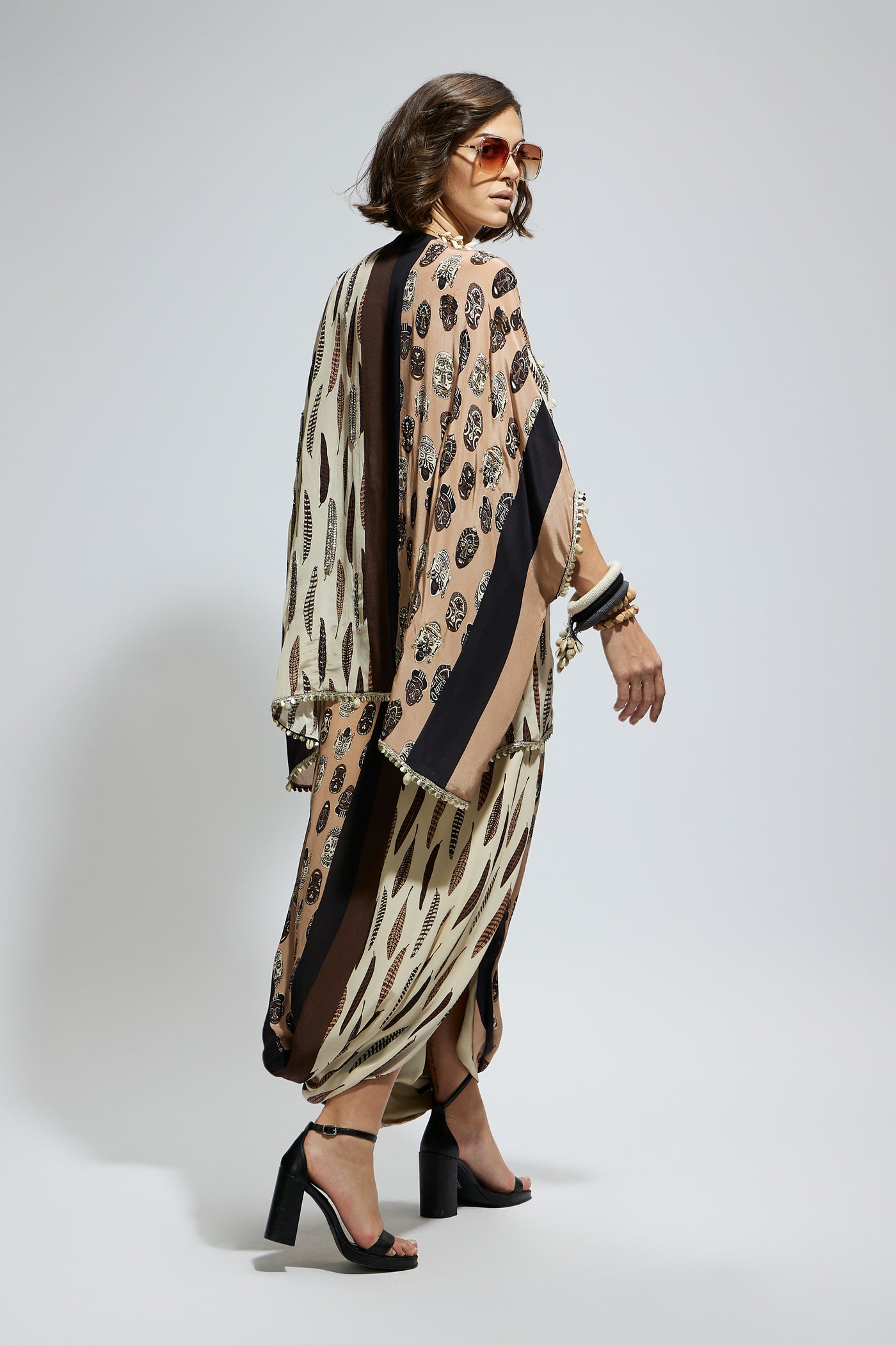 SVA Metallic Embroidered Yoke Short Kaftan Set indian designer wear online shopping melange singapore