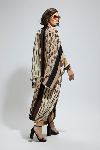 SVA Metallic Embroidered Yoke Short Kaftan Set indian designer wear online shopping melange singapore