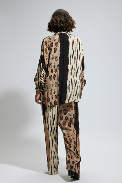 SVA Mask And Feather Print Oversized Coord Set indian designer wear online shopping melange singapore
