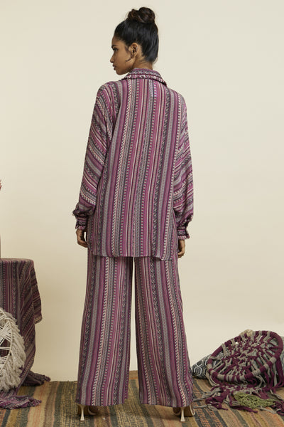 SVA Merlot Boho Stripe Print Oversized Coord Set Indian designer wear online shopping melange singapore