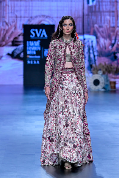 SVA Merlot Safar Jaal Embellished Trail Jacket Indian designer wear online shopping melange singapore