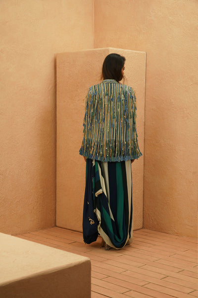 SVA Nia Cape Jacket Set indian designer wear online shopping melange singapore
