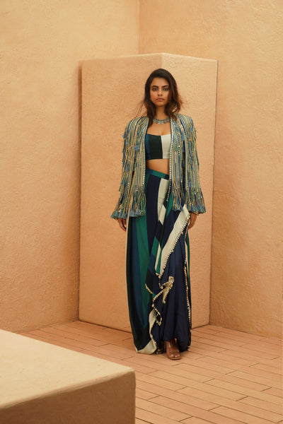 SVA Nia Cape Jacket Set indian designer wear online shopping melange singapore
