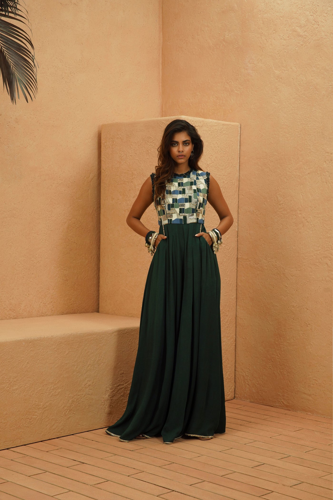 SVA Noura Mosaic Jumpsuit indian designer wear online shopping melange singapore