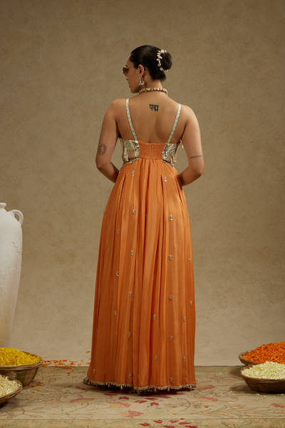 SVA Womenswear Orange Embellished Jumpsuit with Pockets Online Shopping Melange Singapore Indian Designer Wear