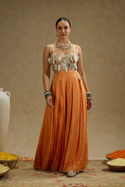 SVA Womenswear Orange Embellished Jumpsuit with Pockets Online Shopping Melange Singapore Indian Designer Wear