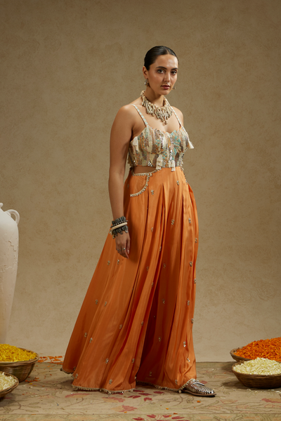 SVA Womenswear Orange Embellished Jumpsuit with Pockets Online Shopping Melange Singapore Indian Designer Wear