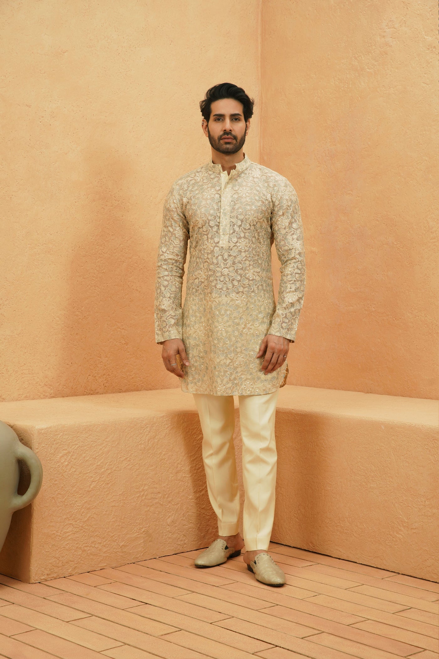 SVA Omari Sheer Embellished Kurta Set indian designer wear online shopping melange singapore