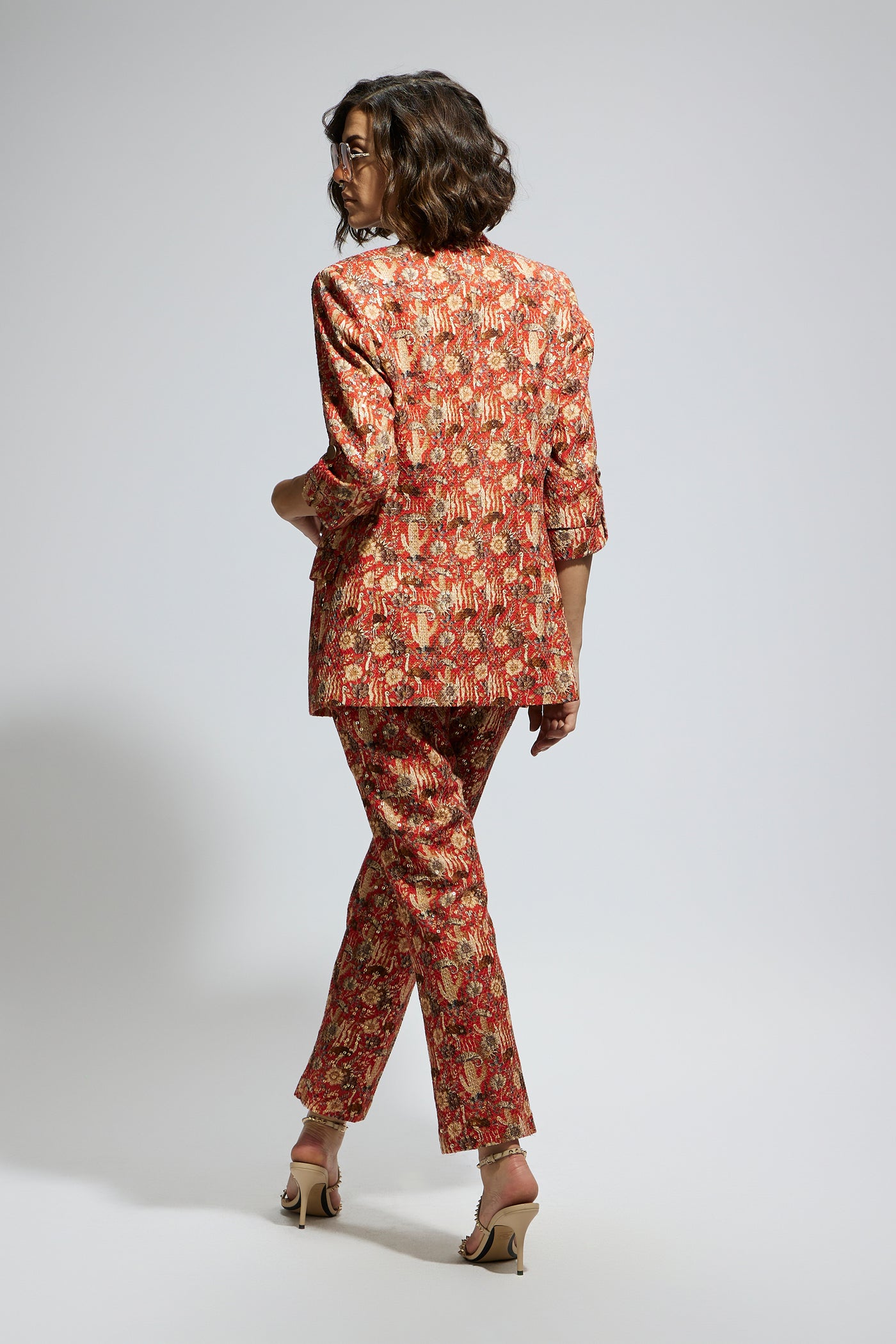 SVA Orange Jaal Embellished Blazer Set indian designer wear online shopping melange singapore