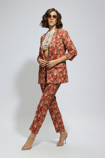 SVA Orange Jaal Embellished Blazer Set indian designer wear online shopping melange singapore