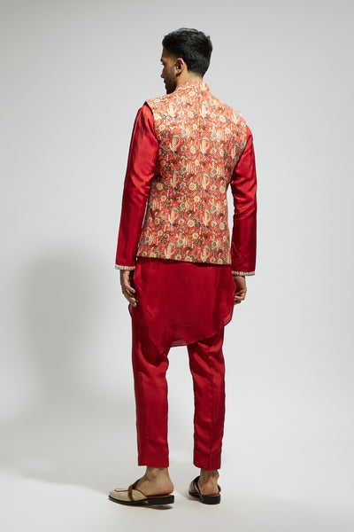 SVA Orange Jaal Embellished Bundi Set indian designer wear online shopping melange singapore
