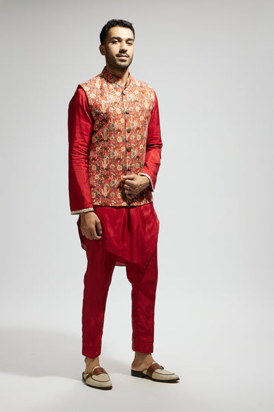SVA Orange Jaal Embellished Bundi Set indian designer wear online shopping melange singapore
