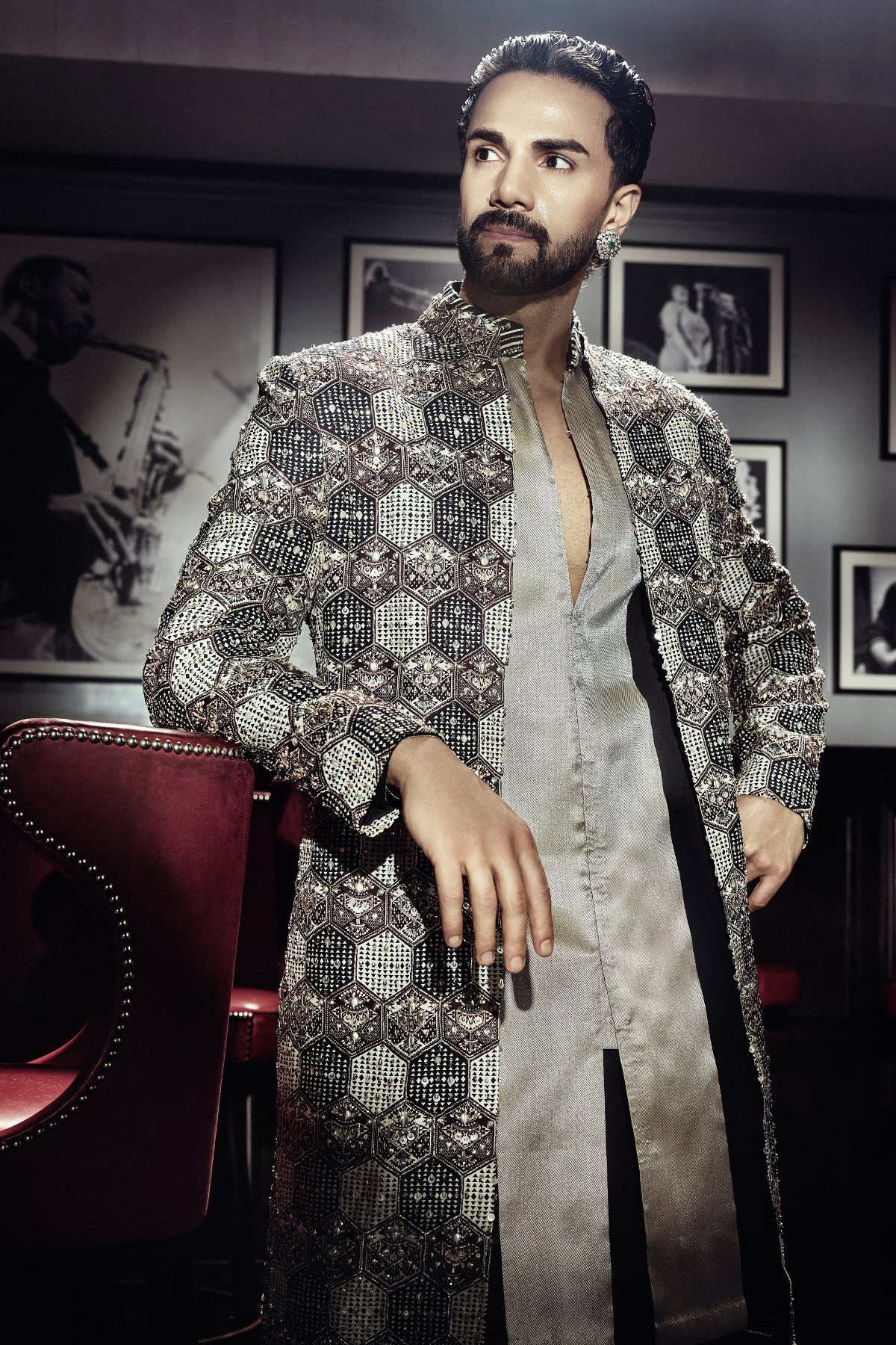 SVA Chandra Embellished Sherwani indian designer wear online shopping melange singapore 